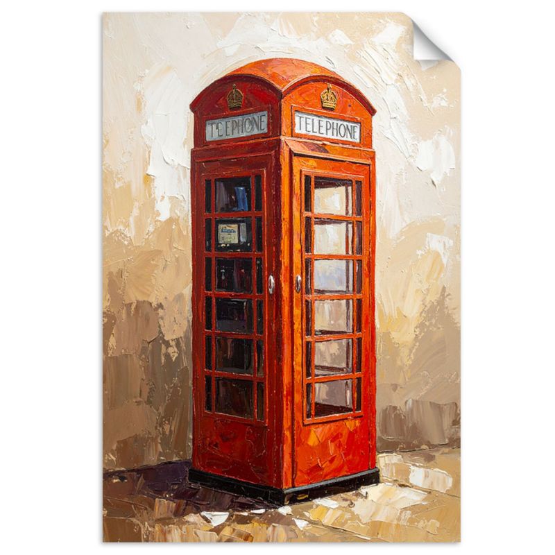 Plakaty samoprzylepne do salonu sypialni Feeby Londyn Budka telefoniczna w beżu 100x150cm 1szt