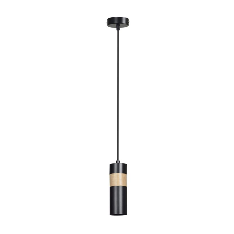Lampa sufitowa Emibig Akari czarna-jasne drewno wym: 100 x 10 x 10 cm 1xGU10 x 10W 1 szt.