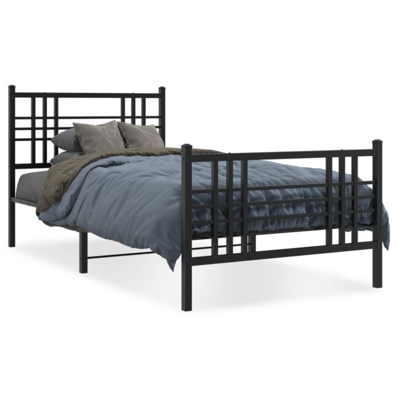 Łóżko metalowe WaszeMeble 100x190 cm z wezgłowiem czarne 1 szt.