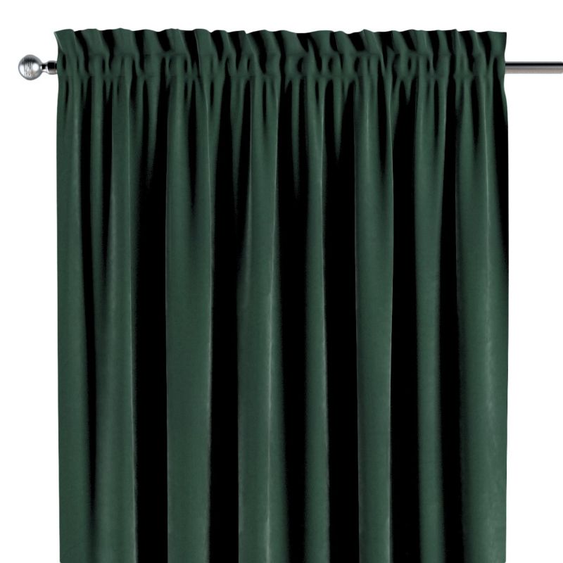 Zasłona na kanale z grzywką 1 szt. 130 x 245 cm Dekoria ciemny zielony 1 szt.