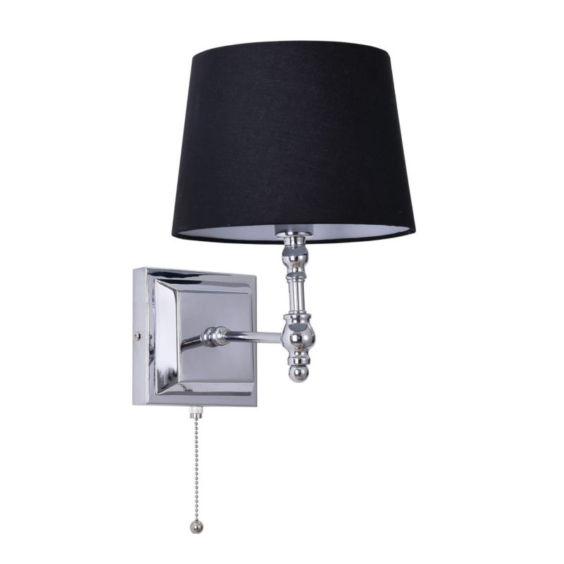 Kinkiet ścienny Italux Luno chromowany czarny-biały styl klasyczny 1 x E27 x IP20 wym: 30 x 23 cm - 1 szt.
