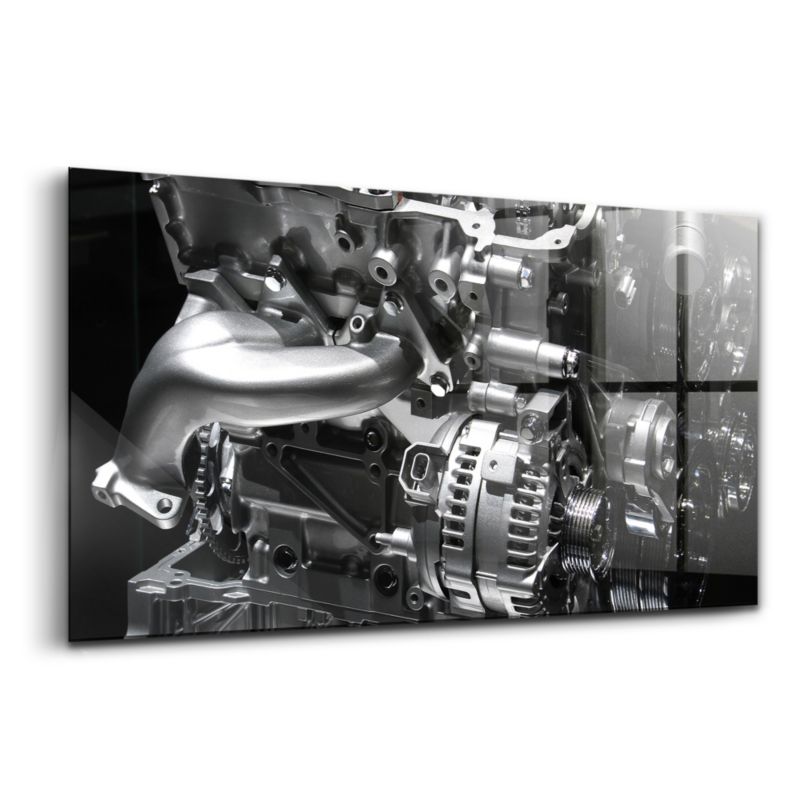 Foto Obraz Ścienny Szklany Wallfluent 100x50 cm Część silnika spalinowego samochodu 1 szt.