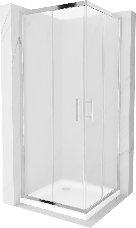 Kabina prysznicowa Mexen Rio kwadratowa 90 x 90 cm szron chrom + brodzik Flat biały