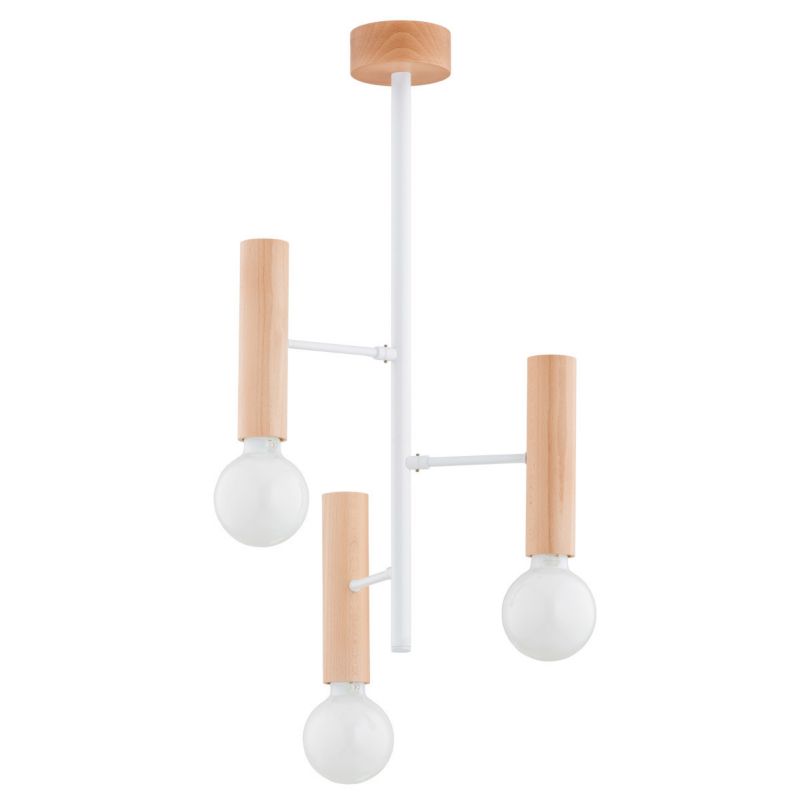 Lampa wisząca Alfa Flara 4597 jasne drewno-biała minimalistyczna 3xE27 x 15W 1 szt.