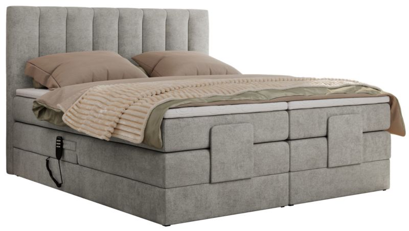 Łóżko kontynentalne MKS Meble COMFORTO 200x200 H3 Jasnoszary struktura 1szt