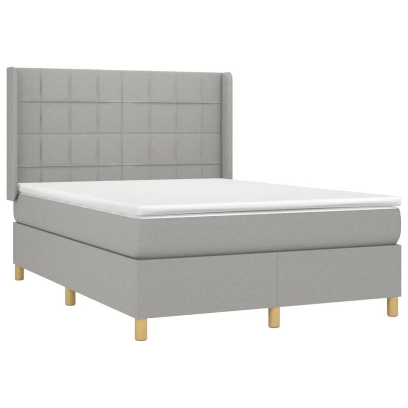 Łóżko kontynentalne WaszeMeble 140x200 cm jasnoszare WM-3138877 1 szt.
