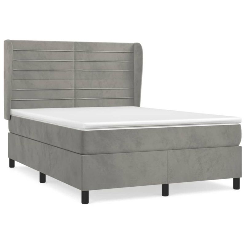 Łóżko kontynentalne WaszeMeble 140x190 cm jasnoszare WM-3129273 1 szt.