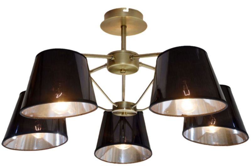 Lampa sufitowa wisząca Candellux Cortez mosiądz-czarna wym: 29 x 66 x 66 cm 5xE14 x 40W 1 szt.