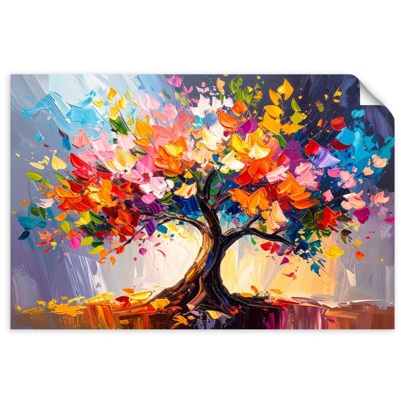 Naklejka na ścianę Feeby 3D Kolorowe Kwitnące Drzewo Życia 90x60cm 1szt