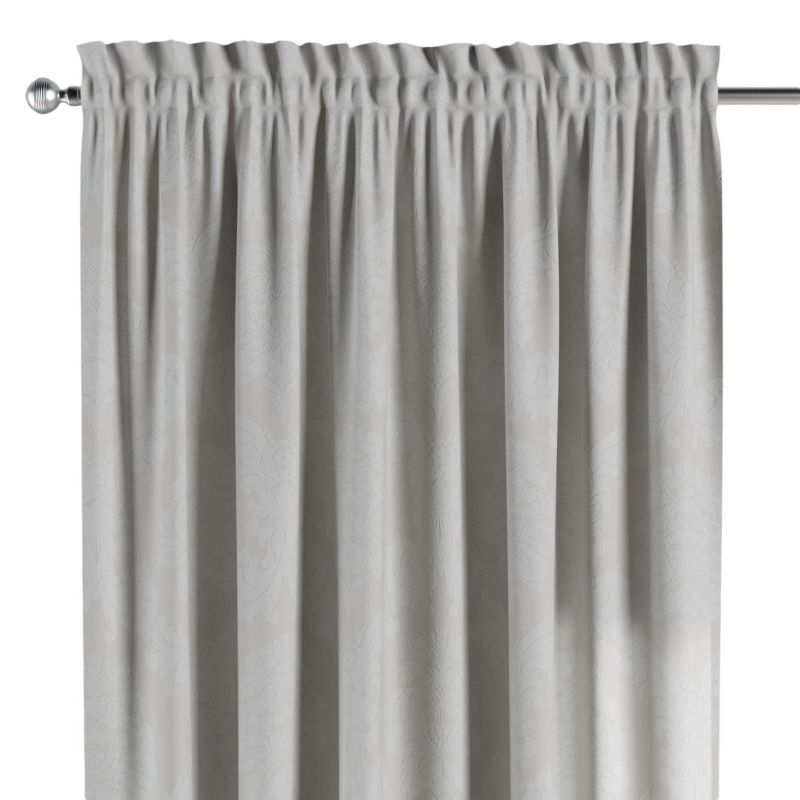 Zasłona na kanale z grzywką 1 szt. 130 x 245 cm Dekoria liście akantu na jasno-popielatym tle 1 szt.