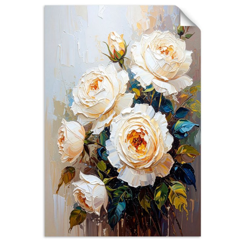 Naklejka na ścianę do salonu sypialni Feeby Róże Białe Kwiaty Bukiet 40x60cm 1szt