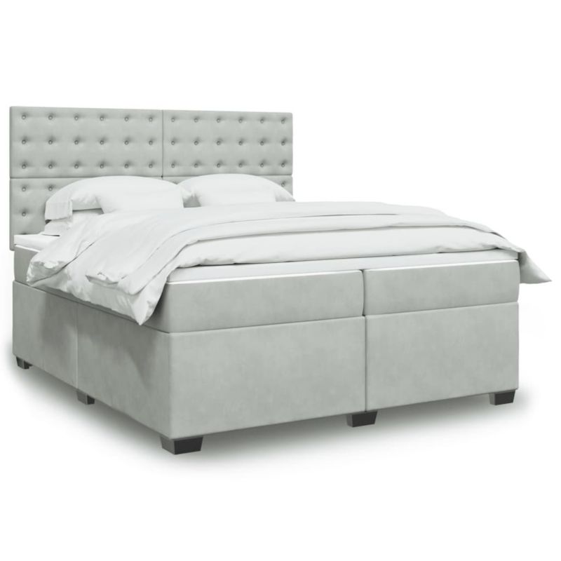 Łóżko kontynentalne WaszeMeble 200x200 cm jasnoszare WM-3291014 1 szt.