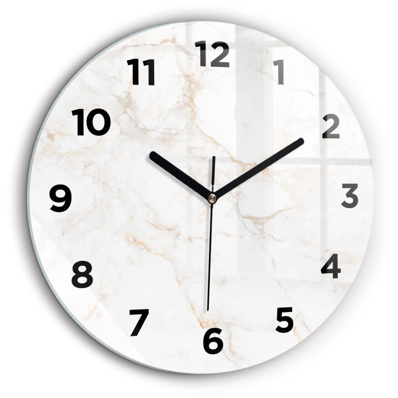 Zegar z czarnymi wskazówkami Wallfluent fi60 cm Elegancki marmur 1 szt.