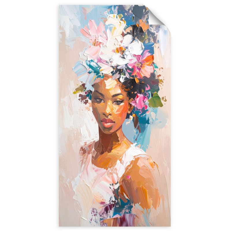 Naklejka na ścianę do salonu sypialni Feeby Portret kobiety kwiaty abstrakcja 60x120cm 1szt