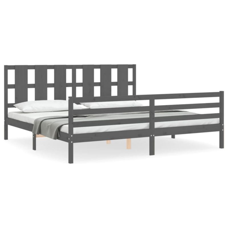 Łóżko drewniane WaszeMeble 200x200 cm szara WM-3194138 1 szt.