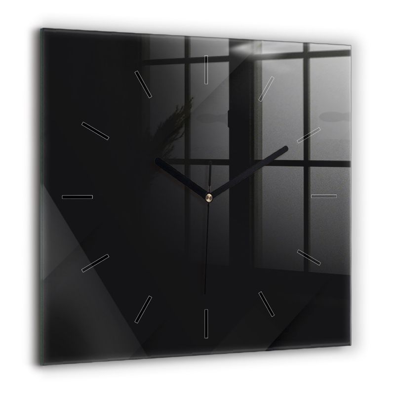 Zegar szklany czarne wskazówki Wallfluent 60x60 cm Ciemna ściana wzór 1 szt.