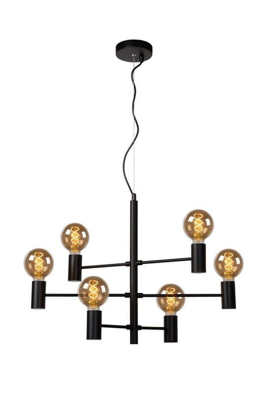 Lampa sufitowa wisząca Lucide Leanne 1095 czarna szerokość 65 cm 6xE27 x 60W 1 szt.