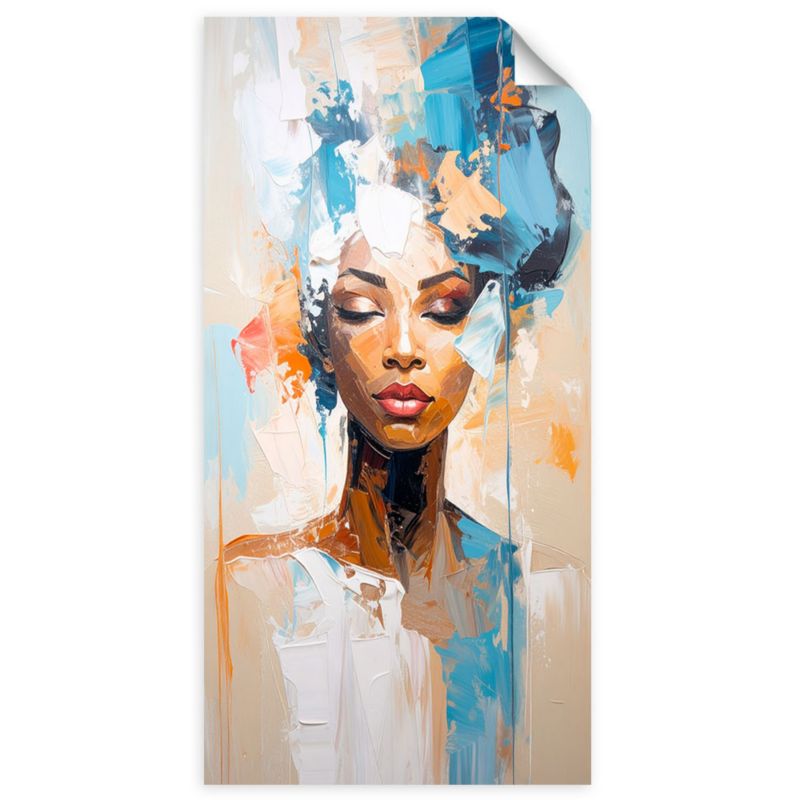 Naklejka samoprzylepna Feeby Portret kobiety abstrakcja turkusowy 80x160cm 1szt