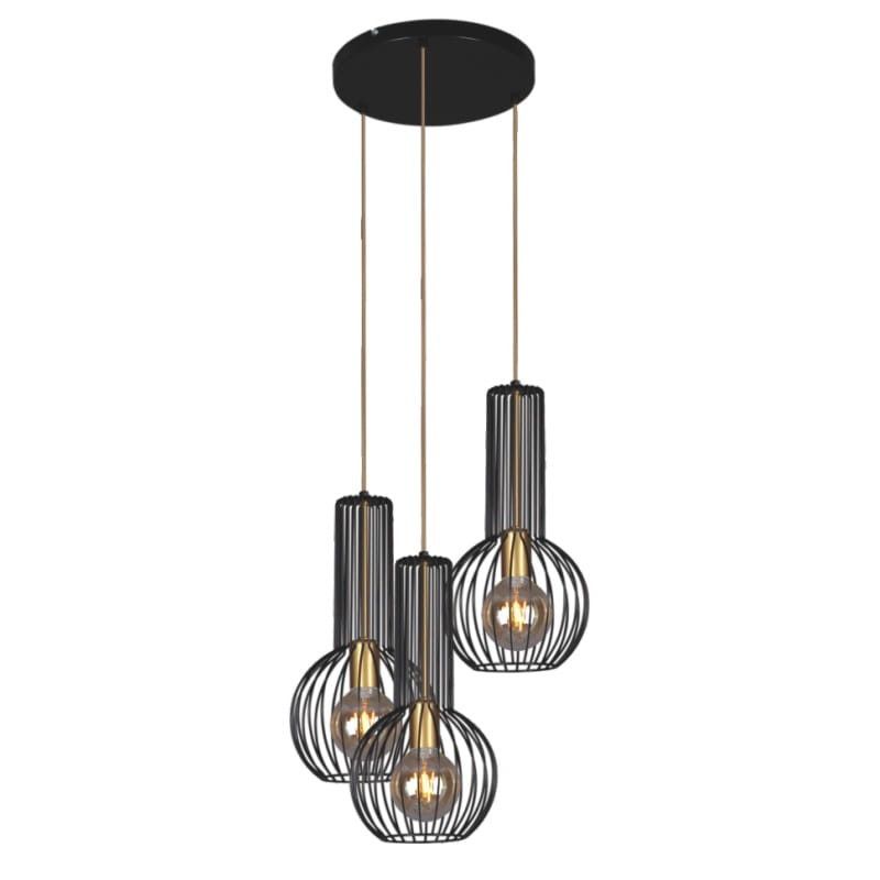 Lampa sufitowa wisząca Kaja Arvi 0998 czarno-złota nowoczesna 3xE27 x 60W 1 szt.