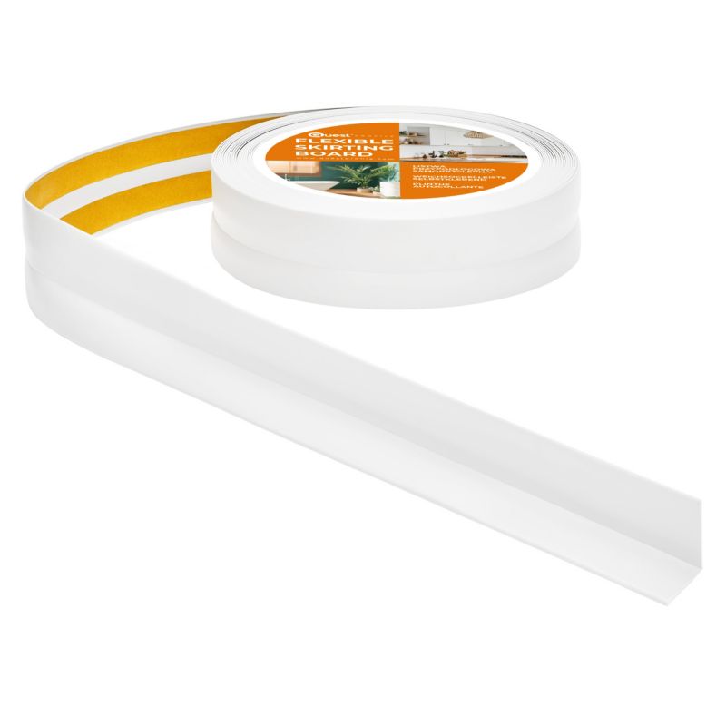Listwa wykończeniowa PCV 30x30mm, QUEST, samoprzylepna, elastyczna, miękka taśma dekoracyjna, biały, 5m