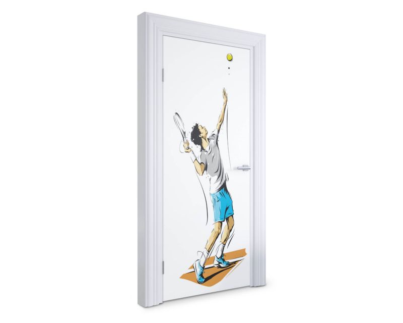 Naklejka na drzwi Wallfluent 95x205 cm Serwujący tenisista 1 szt.