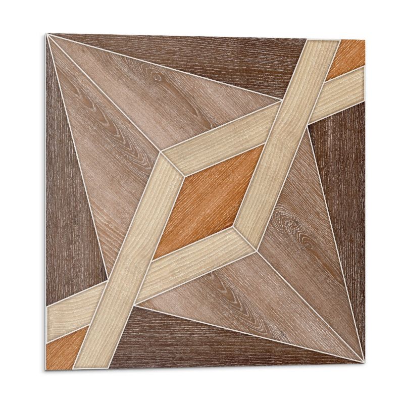 Kafelki samoprzylepne Wallfluent 30x30 cm Geometryczne kształty inspirowane drewnem 9 szt.