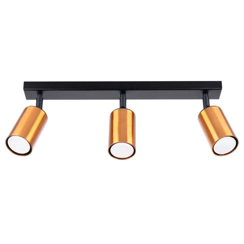 Lampa sufitowa Sollux Lighting Winx czarna-miedź 3 x GU10 x 10W wym: 18,5 x 6 x 45 cm - 1 szt.