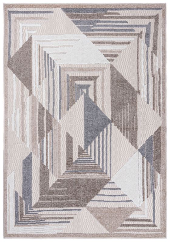 Dywan Zewnętrzny / Wewnętrzny Płaskotkany Aventura ED12C prostokąt Mazovia 120x 170 cm beżowy, kremowy motyw geometryczny 1 szt.