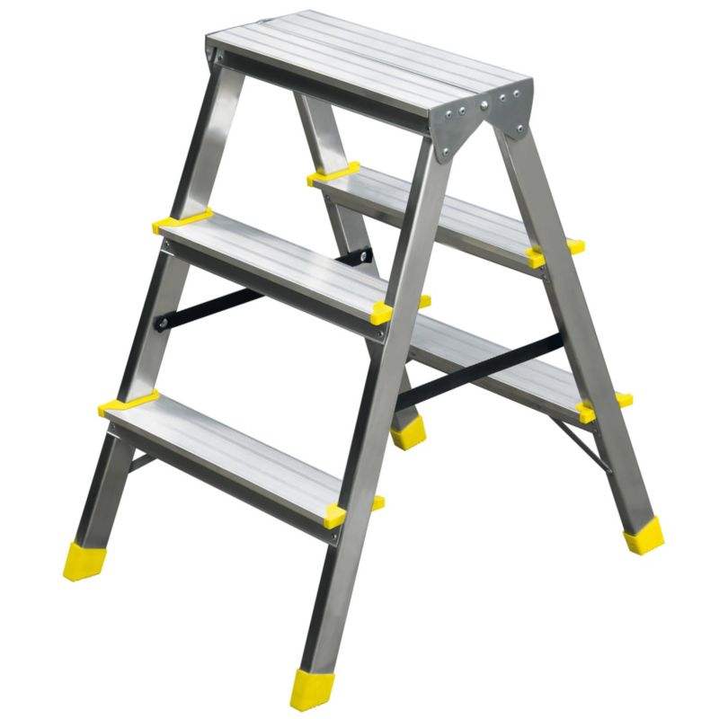 Drabina aluminiowa dwustronna 3-stopniowa Bayersystem BS-DDA3 150kg 1 szt.