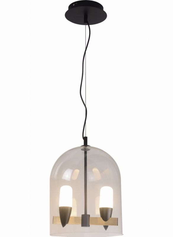 Lampa sufitowa wisząca Candellux Sakai czarna-jasne drewno-brązowa wym: 140 x 30 x 30 cm wbudowany LED 54W 1 szt.
