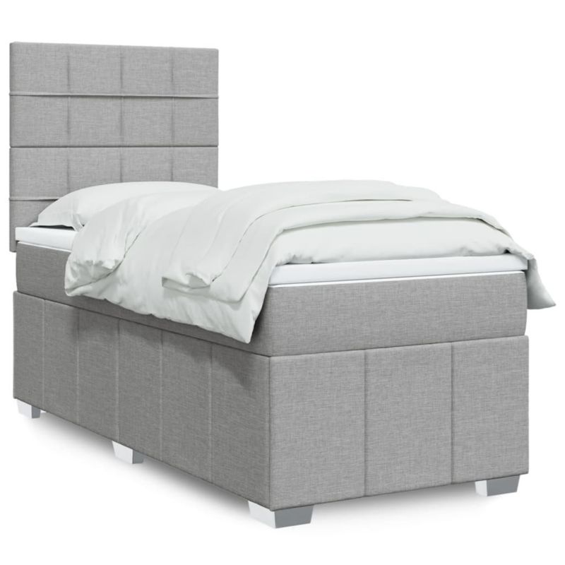 Łóżko kontynentalne WaszeMeble 100x200 cm jasnoszare WM-3291579 1 szt.