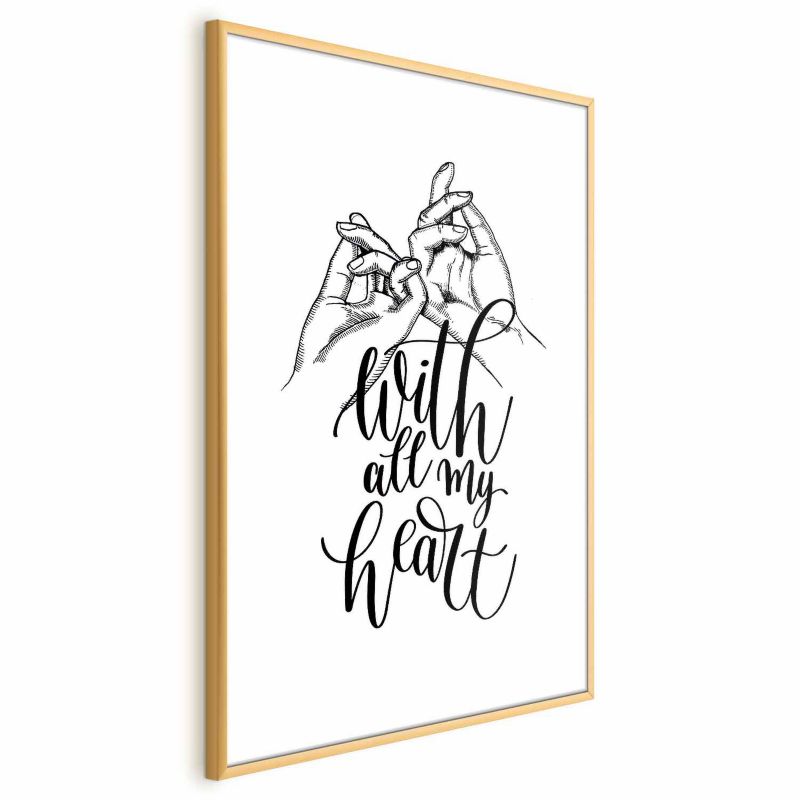 Plakat Artgeist All My Heart 60x90 cm z ramą złotą z marginesem 1 szt