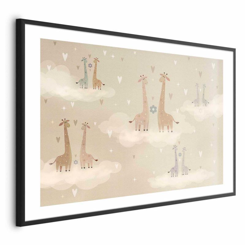 Plakat Artgeist Zakochane żyrafy 90x60 cm z ramą czarną z marginesem 1 szt