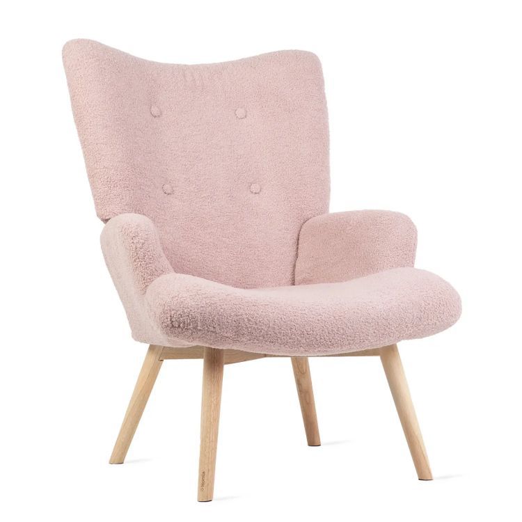 Fotel Homla tapicerowany MOSS w tkaninie TEDDY BOUCLÉ różowy 1 szt.