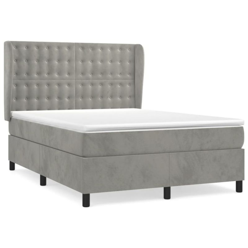 Łóżko kontynentalne WaszeMeble 140x190 cm jasnoszare WM-3129453 1 szt.