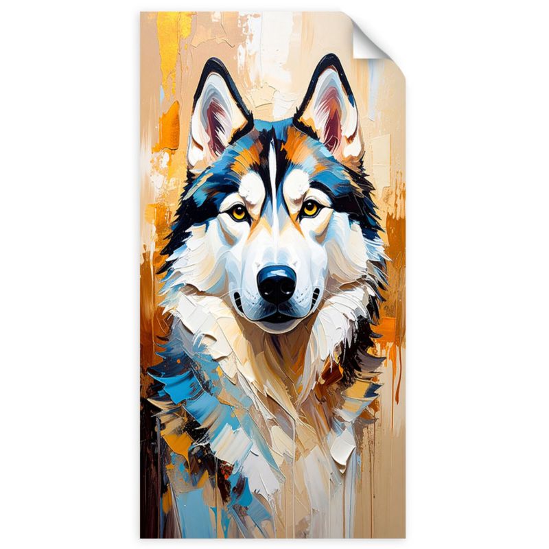 Naklejka na ścianę do salonu sypialni Feeby Husky syberyjski Pies Zwierzę 60x120cm 1szt