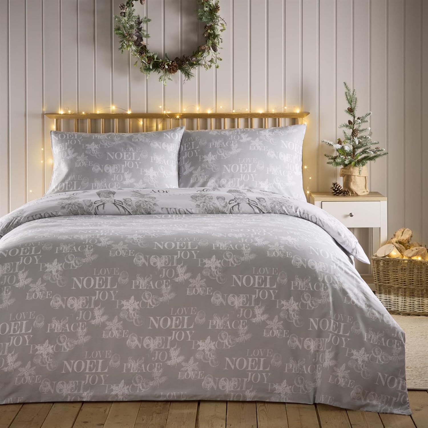 Komplet pościeli świątecznej dwustronnej Santa Joy Rozmiar do Wyboru MA - 1x poszewka 140x200cm + 1x poszewka 80x50cm
