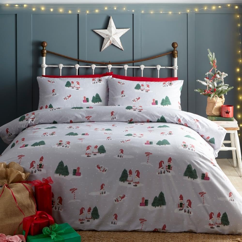 Komplet pościeli świątecznej dwustronnej Xmas Gonk Rozmiar do Wyboru MA - 1x poszewka 220x230cm + 2x poszewka 80x50cm