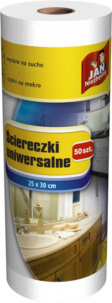 Ściereczka na rolce Jan Niezbędny, uniwersalna, 25x30cm, 50 sztuk, biały