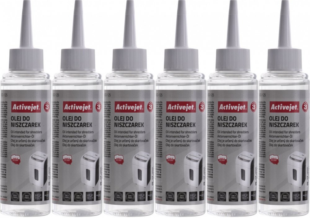 6x Olej do niszczarek Activejet ASO-125, 125ml