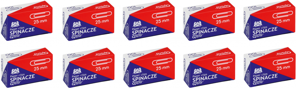 10x spinacz Grand, okrągły, 25mm, 100 sztuk, srebrny