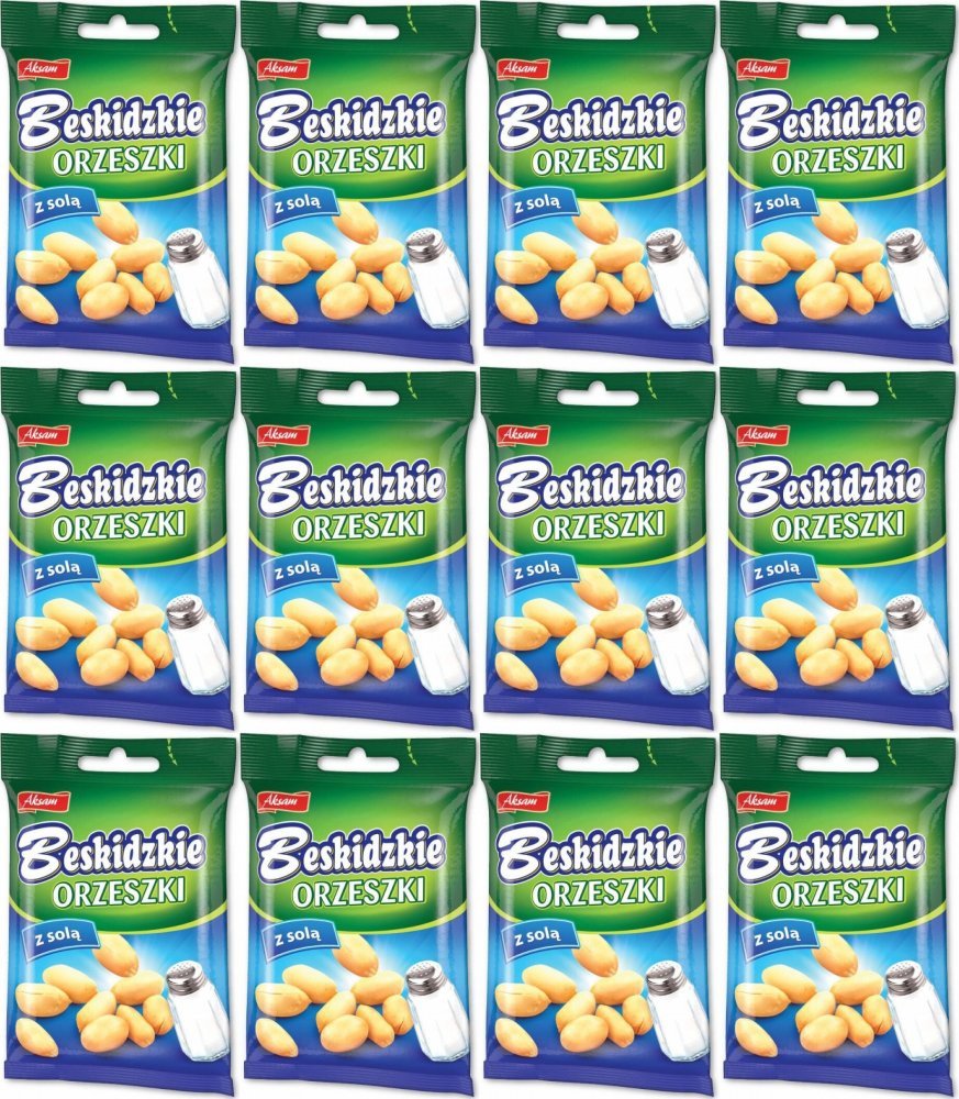 12x Orzeszki ziemne Beskidzkie Aksam, z solą, 70 g
