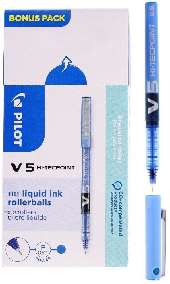12x Cienkopis Pilot, BX-V5, 0.5mm, niebieski