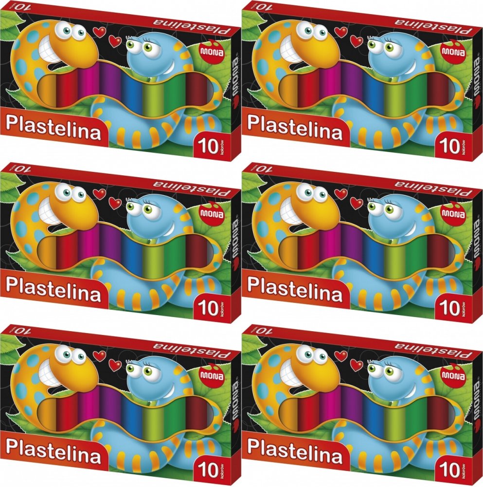 6x Plastelina Mona, 10 sztuk, mix kolorów