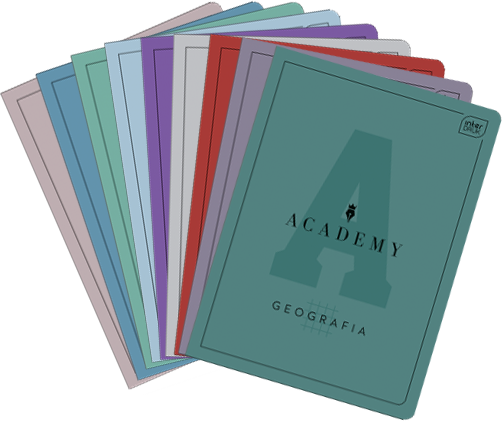 Zeszyt przedmiotowy Interdruk Academy, A5, 9 sztuk: J. Polski, J. Angielski, Geografia, Matematyka, Historia, Informatyka, Biologia, Fizyka, Chemia