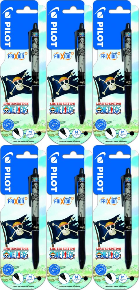 6x Pióro kulkowe wymazywalne Pilot One Piece Frixion Ball+, 0.7mm, czarny
