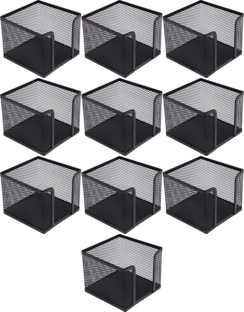 10x Pojemnik na karteczki MemoBe, metalowy (druciany), 8x10x10cm, czarny