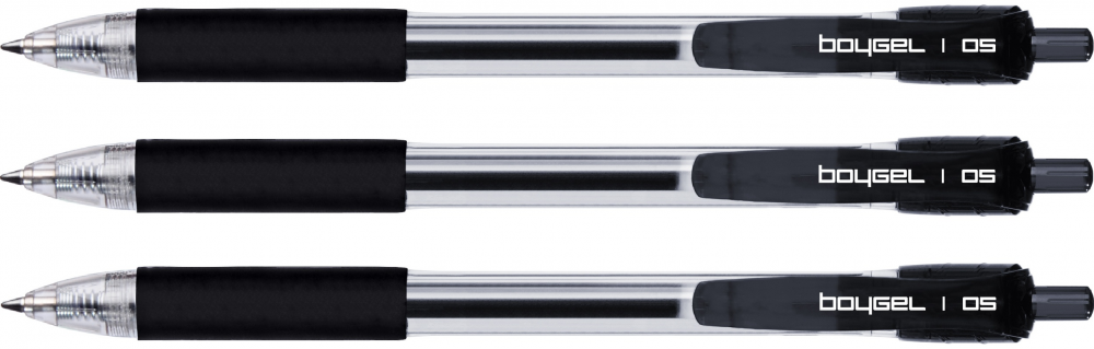 3x Długopis żelowy automatyczny Rystor, Boy Gel, 0.5mm, czarny