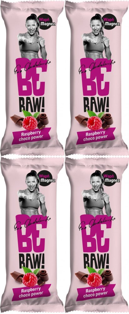 4x Baton BeRAW Choco Raspberry Power&Malina, malina, orzechy włoskie, 40g