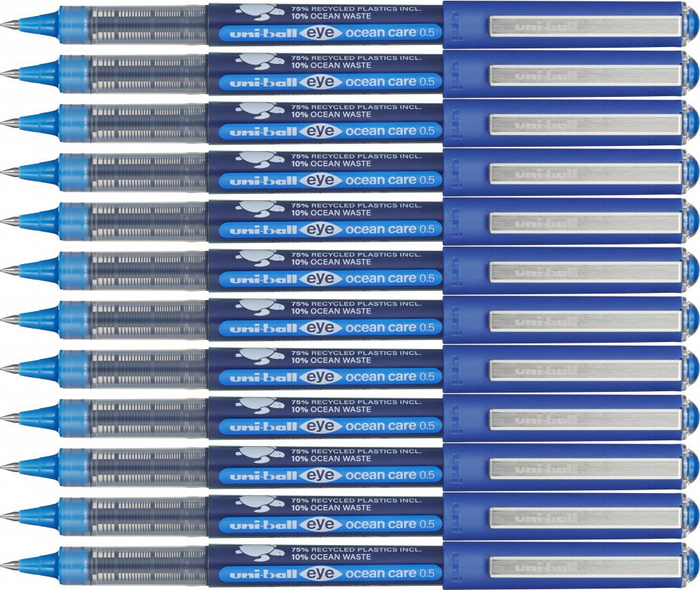 12x Pióro kulkowe Uni Eye Ocean Care, UB-150-ROP, 0.5mm, niebieski